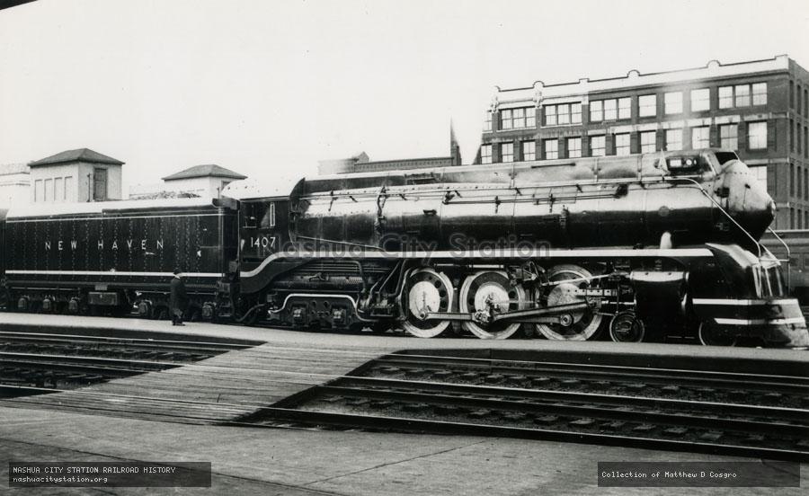 Postcard: New Haven Railroad #1407 at Springfield, Massachusetts